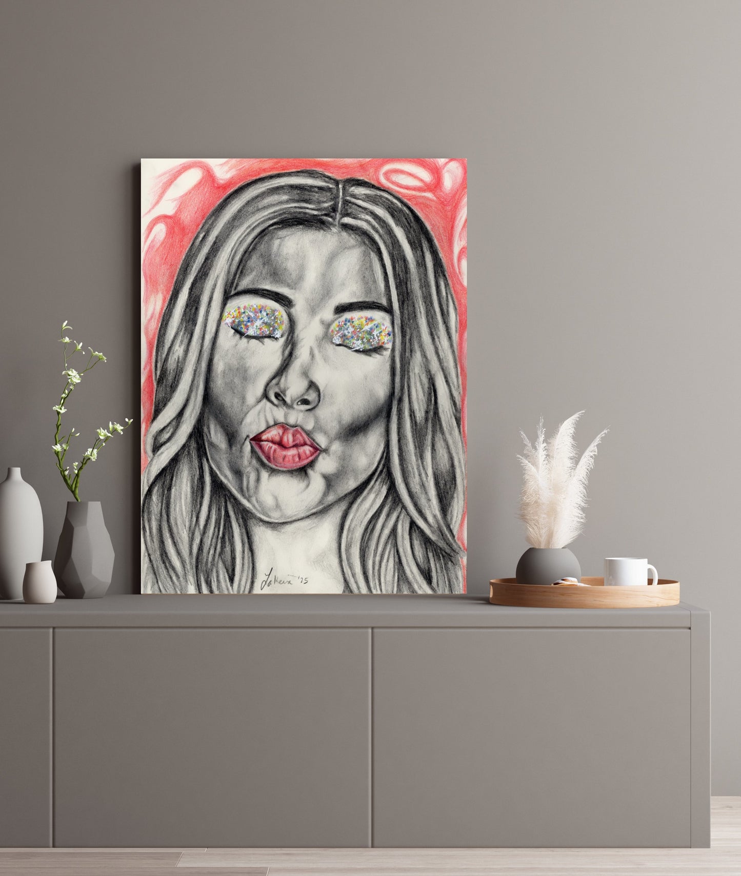 Glitter Eyes Kiss Canvas Print