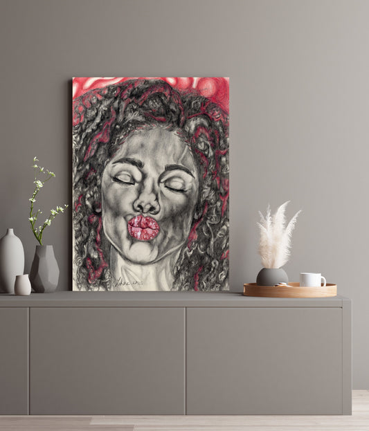 Glitter Lips Kiss Canvas Print