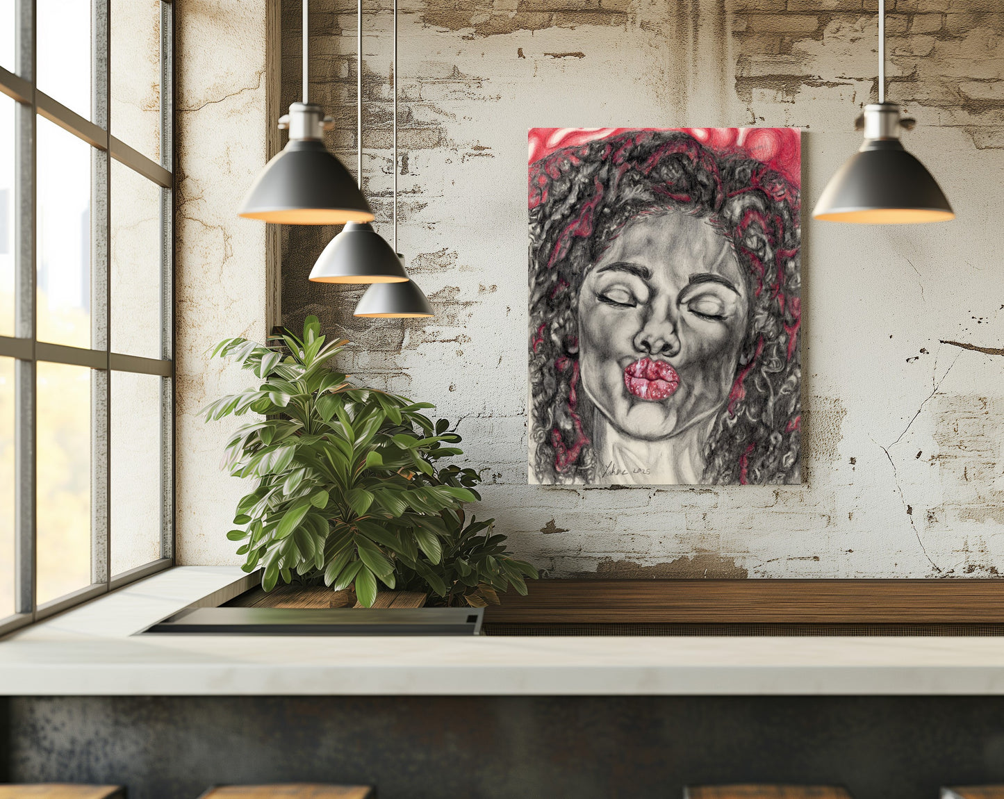 Glitter Lips Kiss Canvas Print