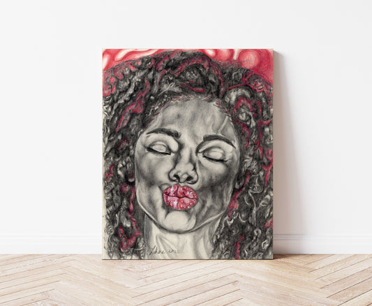 Glitter Lips Kiss Canvas Print 11x14 inches