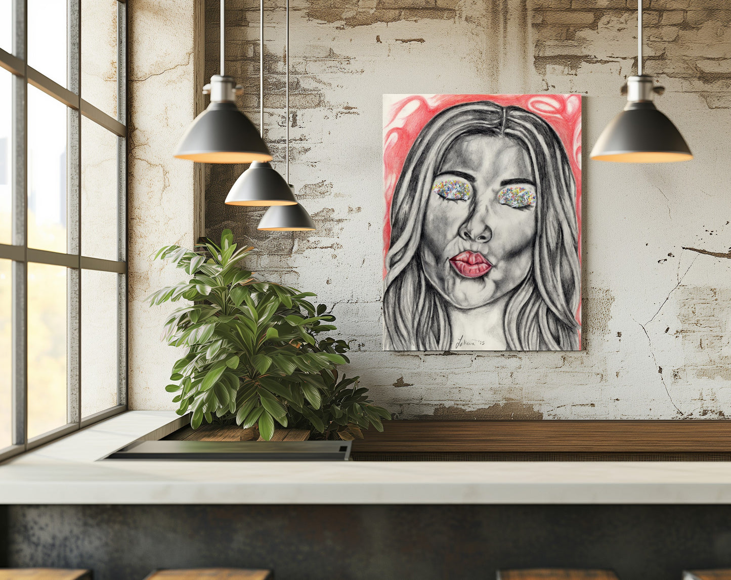 Glitter Eyes Kiss Canvas Print