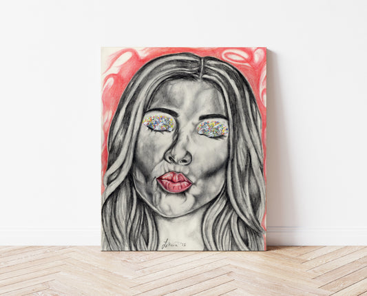 Glitter Eyes Kiss Canvas Print 11x14 inches