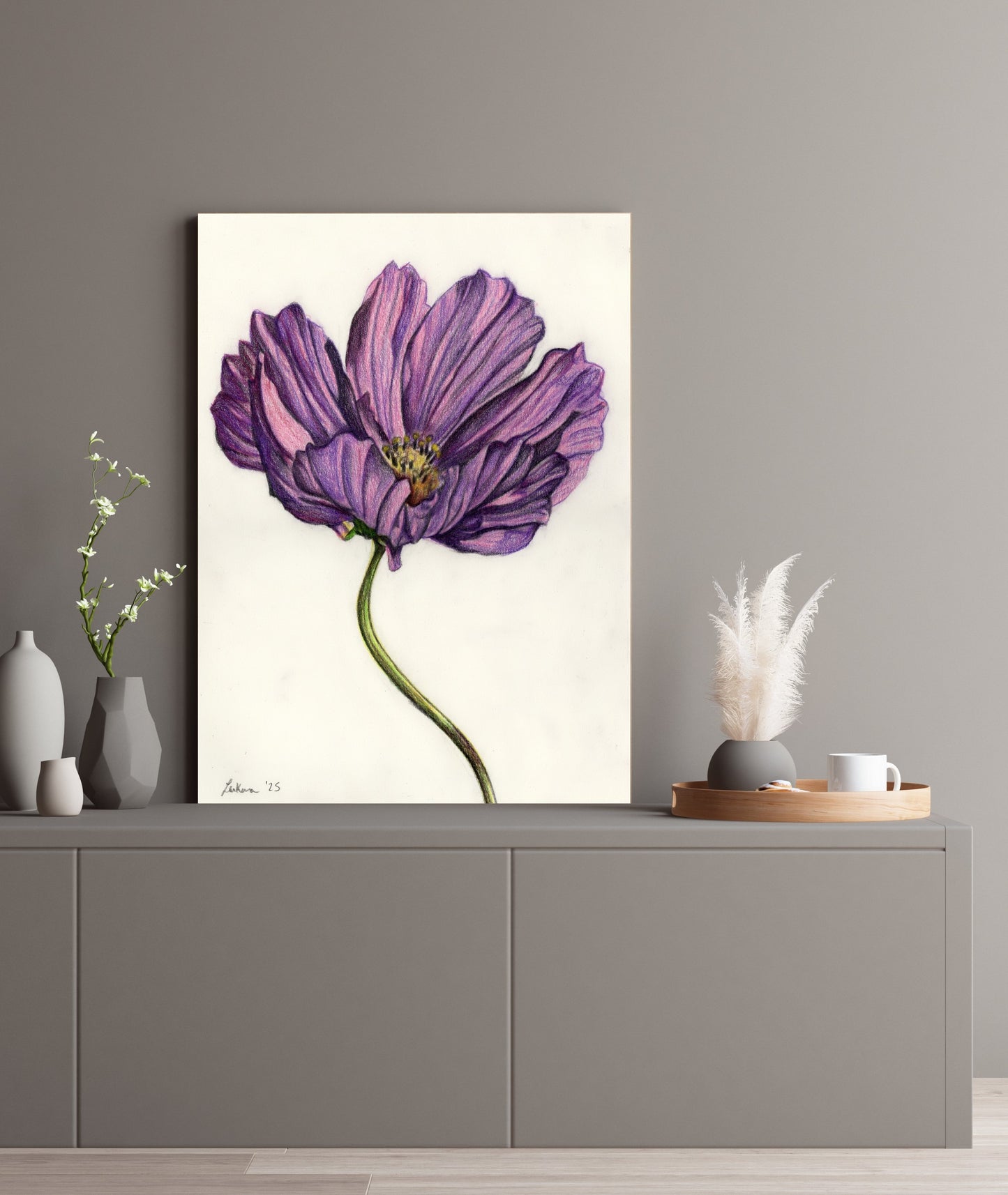 Pink Purple Flower with Stem