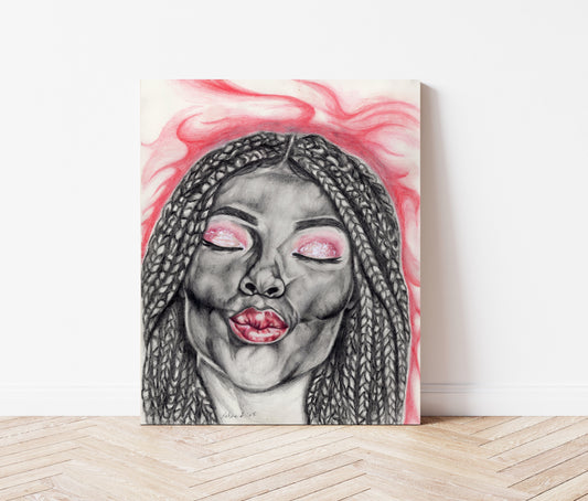 Pink Kiss Pink Eyes Canvas Print 11x14 inches